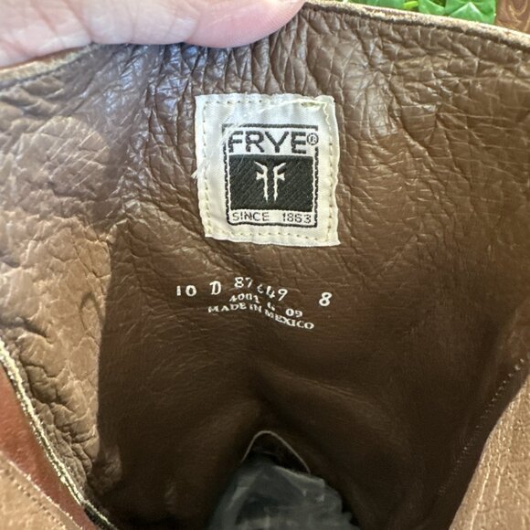Frye Heath Outside Zip Brown Distressed  Leather Boot Men Size 10 D Angel Wings main image 7